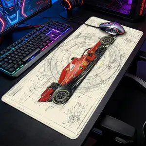 1pc F1 Race Car Blueprint Art Large Gaming Mouse Pad, Motorsport Engineering Aesthetic Extended Desk Mat,Office Desk Accessories Non-Slip Stitched Edge Computer Mat ,Rubber Base Laptop Keyboard Pad for Home Office & Gamer,Durable and Spill-Resistant