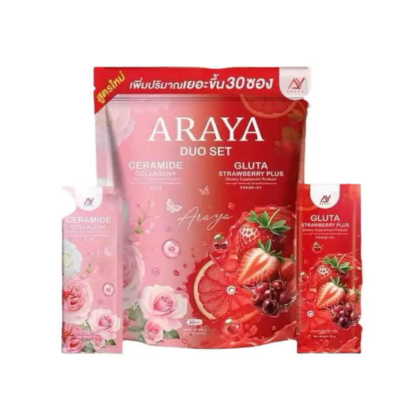 Araya Duo Set Drink Mix | Ceramide Collagen Plus & Gluta Strawberry Plus