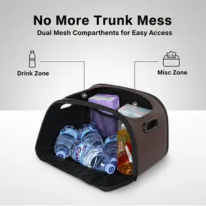 Luxury Style PU Leather Car Multi Functional Storage Box Front Seat Large Opening Organizer Trunk High Capacity Tidy Case Interior Fashionable Storage Solution Auto Organizer