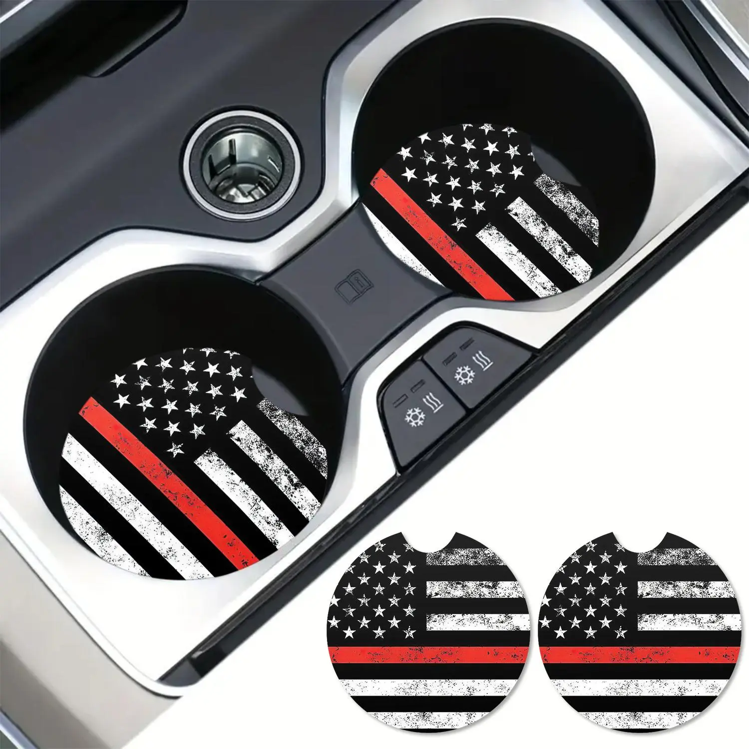 American Flag Pattern Car Coaster, 2 Counts/set Round Anti Slip Car Cup Holder Mat, Fashion Car Cup Holder Decoration, Universal Car Interior Accessories, Car Accessories Women, Car Interior Accessories Girls, Auto Accessories
