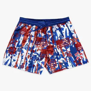 Graffiti Stars Swim Trunks Shorts - Mesh Fabric with Zipper Pockets & Reflective Tape for Performance Menswear