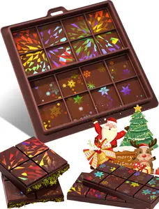NiHome 0.67 Inch Holographic Dubai Chocolate Molds, Silicone Chocolate Bar Mold for Black Chocolate, Dishwasher Safe & Wall Hanging, Christmas Valentine Gift