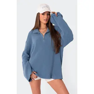 Edikted Women's Amour High Neck Oversized Zip Sweater