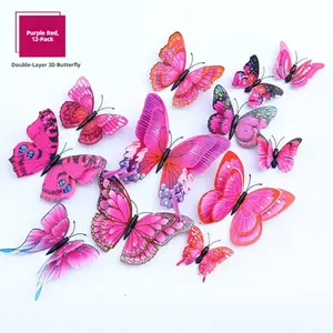 3D Realistic Plastic Butterfly Wall Stickers Set of 12, Living Room Decorative Wall Decals, Creative Refrigerator Magnets