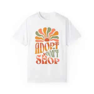 Adopt, Don't Shop Groovy Font T-shirt, Gift for Pet Lover