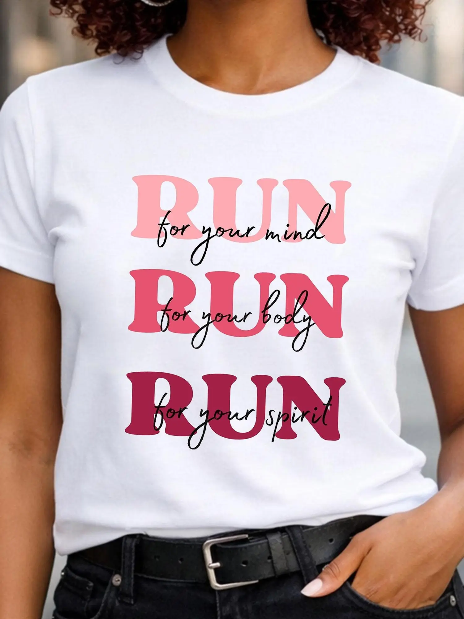 [100% Cotton] Run For Your Mind Body Spirit T-Shirt, Motivational Running Graphic Tee, Fitness Runner Shirt, Run Wellness Oversized Tee, Athletic Workout Tshirt, Fitness Gift For Women Runners