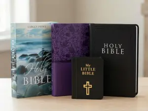 “KJV Bible Bundle – Mini Pocket 2” Scripture + Larger Print Bible + Black Gift Edition + Purple Reference Bible