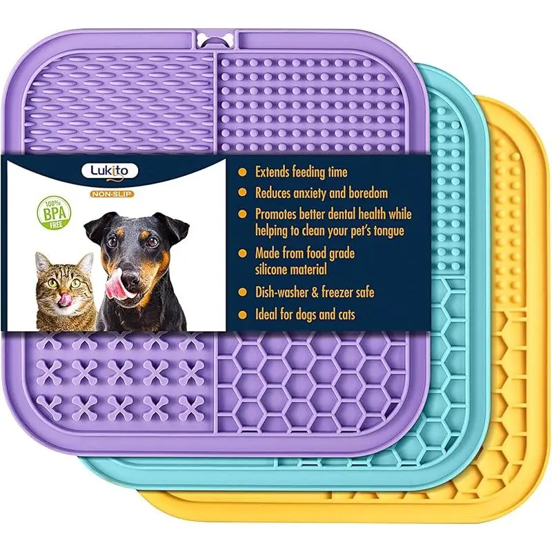 2 Pack Lick Mat for Dogs & Cats with Suction Cups - Anxiety Relief & Boredom Buster, Perfect for Bathing and Grooming