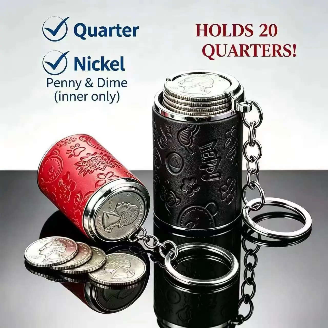 Portable coin storage keychain, 2-in-1 fun fingertip coin storage box, mini coin organizer, creative keychain—say goodbye to pocket clutter, neatly store coins, travel worry-free
