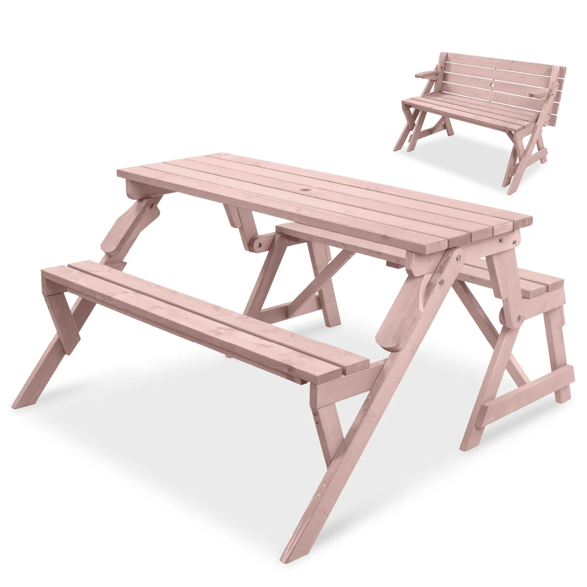 Best Choice Products 2-in-1 Outdoor Interchangeable Wooden Picnic Table/Garden Bench for w/ Umbrella Hole Best Choice Products 2-in-1 Outdoor Interchangeable Wooden Picnic Table/Garden Bench for w/ Umbrella Hole