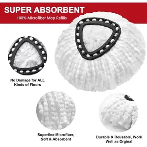 2026 Minimal Bits Spin Mop Head Replacement & Shower Floor Scrubber for O Cedar 1-Tank System Microfiber Mop Heads Easy Cleaning Floor Head Mop Set with 4 Refills for Wood Tile Cleaner, Microfiber Mop Pads, Spin Mop Replacements, Washable