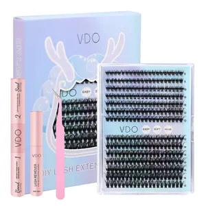 V · D · O DIY Lash Cluster Kit DIY Lash Extension Kit Waterproof False Eyelashes Kit Easy Glam Salon Quality Eyelashes at Home, natural lashes, volume lashes,  Individual Lashes Beginner Friendly Eyelashes with Bond&Seal, Makeup, natural eyes