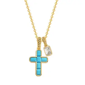 Fettero Gold Cross Necklace for Women - Double Pendant Necklaces  Gold Plated Removable Cross Necklace Dainty Simple Gold Necklace for Women Trendy Faith Gold Jewelry Gifts