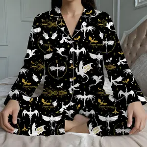 Fourth Wing Satin Pajamas Shorts, Basgiath War College Sleepwear, Dragon Book Pajamas, Violet Sorrengail Nightwear, Book lovers Pjs