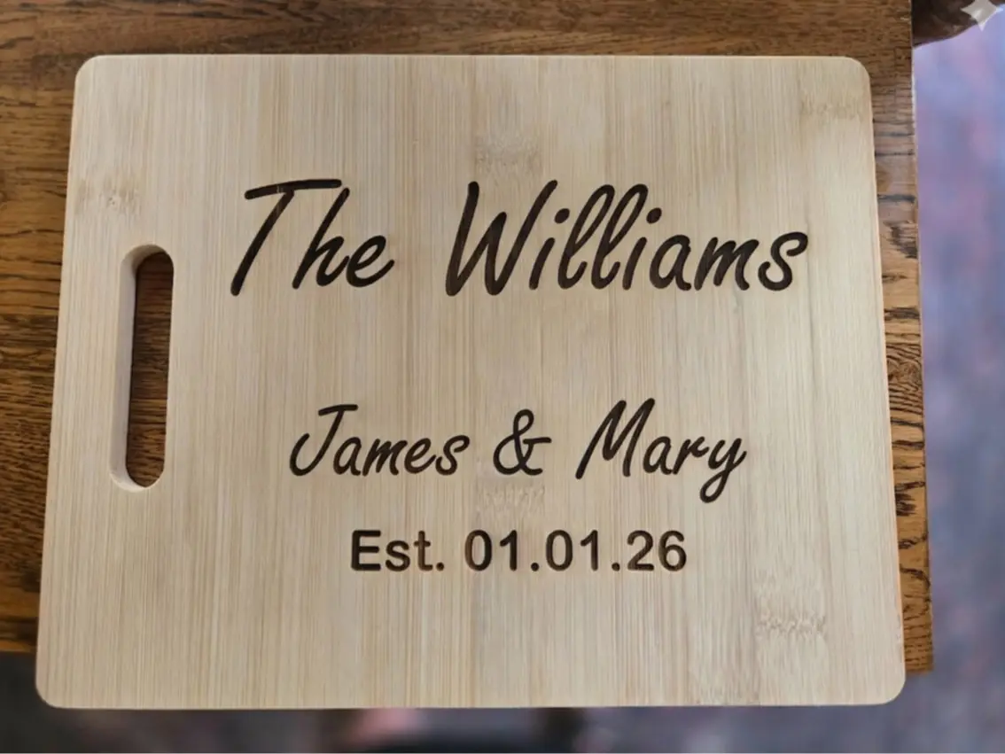 Laser Engraved Personalized Wedding/Anniversary Gift Cutting Board