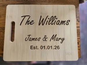 Laser Engraved Personalized Wedding/Anniversary Gift Cutting Board