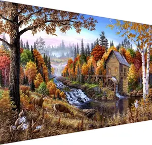 Diamond Painting Kits for Adults Rural Landscape Abstract 5D Diamond Art Kits for Adults, Large Size DIY Full Drill Paintings with Diamonds Gem Art Crafts for Home Wall Decor 16x27.5 Inch