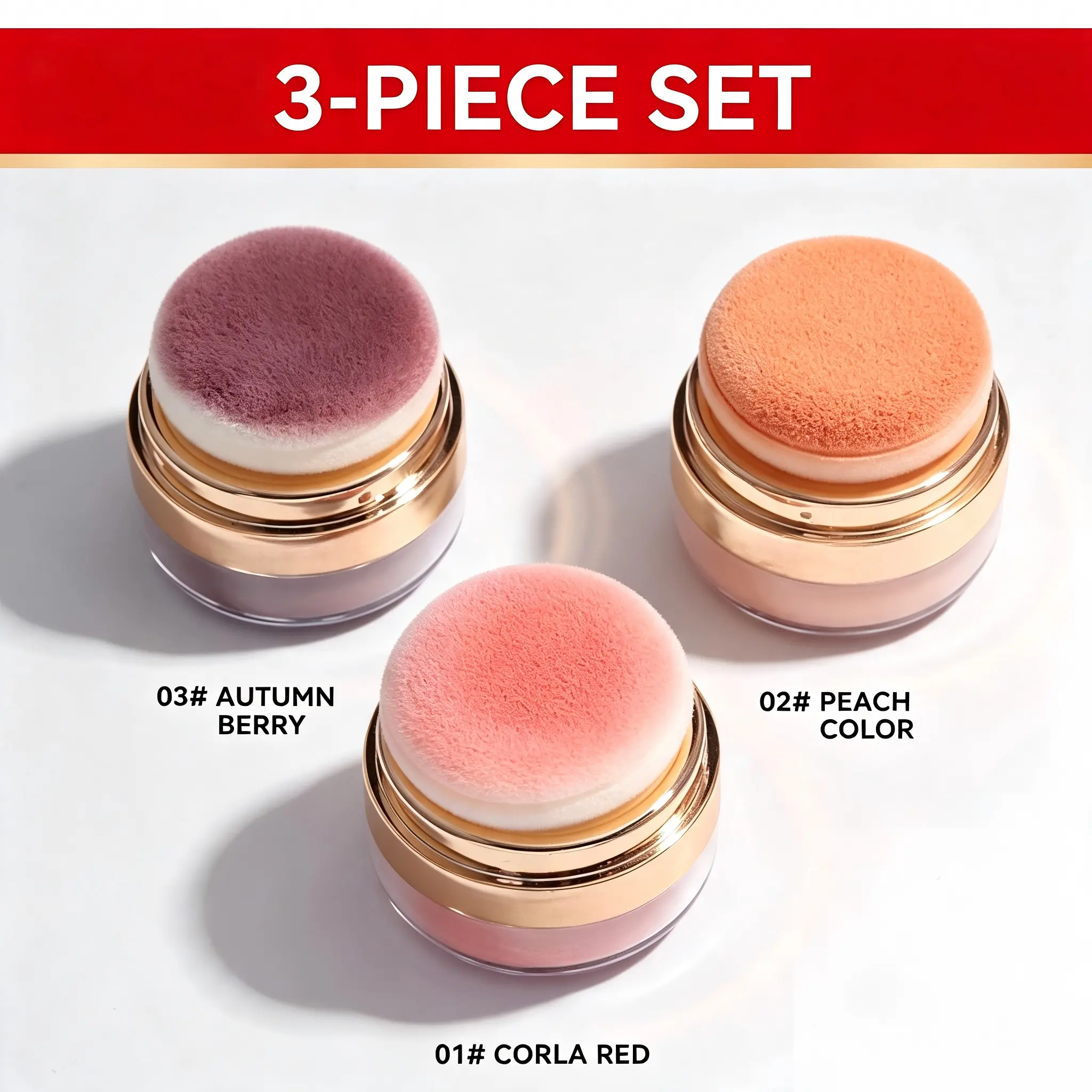 Blush Set 3 Shades Soft Cream Blush Palette, Versatile for All Makeup Styles, Buildable Color Payoff Face Cosmetics