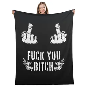 Soft & Comfortable Flannel Blanket with Edgy 'Fuck You Bitch' Art – Ideal for Adults with a Bold Sense of Humor, Rebellious Souls, Cozy Nights In, Man Cave/Game Room Decor, and a Unique Gift for Friends Who Adore Provocative, Themed Home Accents