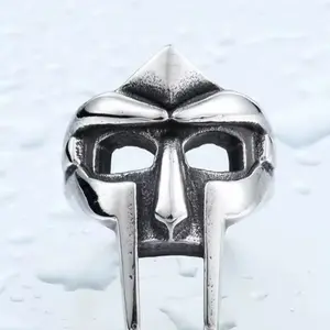 Doctor Doom Inspired Ring - Vintage Silver Finish Stainless Steel Mask with Intricate Details, Tarnish Resistant, Ideal for Fans of Classic Comics
