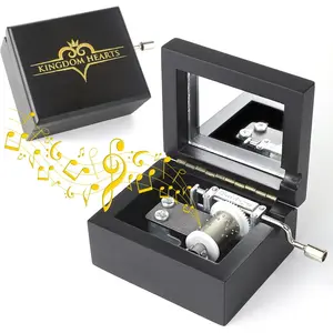 Black Wooden  Box Classical Musical Boxes Christmas Birthday Valentine's Day Gifts for Lover Boy Girl  Plays Kingdom Heart
