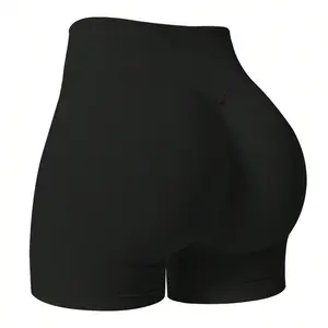 Women's Seamless Lifting & Shaping Gym Sports Shorts Black Summer High Waist Seamless Yoga Shorts - Stretchy Butt Lifting, Suitable Running, Fitness And Outdoor Activities | Fashionable Appearance | Stretchy Fabric