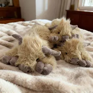 Highland Cow Plush Toy Long Hair Scottish Cattle Stuffed Animal Soft Cuddly Farm Decor for Kids Collectors