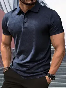 Men's Regular Fit Solid Color Contrast Trim Polo Shirt, Casual Short Sleeve Half Zip Up Top for Summer, Fashion Men's Clothes for Business, Menswear