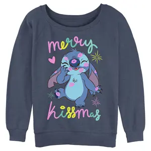 Junior's Lilo & Stitch Merry Kissmas Sweatshirt