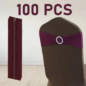 100pcs Milk Fiber Fabric  Elegant 21 colors Elastic Lycra Spandex Stretch Chair Sashes bands bows Ties with Round Buckle For Chair covers and tablecloth Decor, Suitable for weddings, Event, banquets, birthday parties, and over 35 other scenarios.
