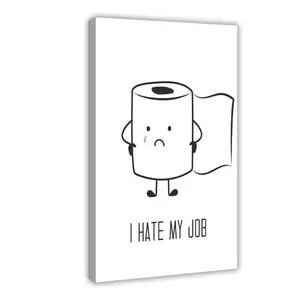 Black And White Bathroom  Decor, Funny Bathroom  Art, Toilet Paper Art, Toiletpaper Roll Humorous Canvas Print Artwork, Minimalist Toilet WC Artwork restaurant wall