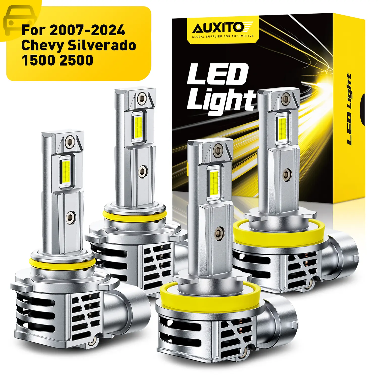 【Best Value】For 2007-2024 Chevy Silverado1500 2500 LED Headlight Bulbs -9005 High Beam+H11 Low Beam LED Bulbs,48000LM 6500K Cool White,60,000Hrs Long Service Life with Cooling Fans,No error,CANBUS Ready,No Flickering, Plug and Play