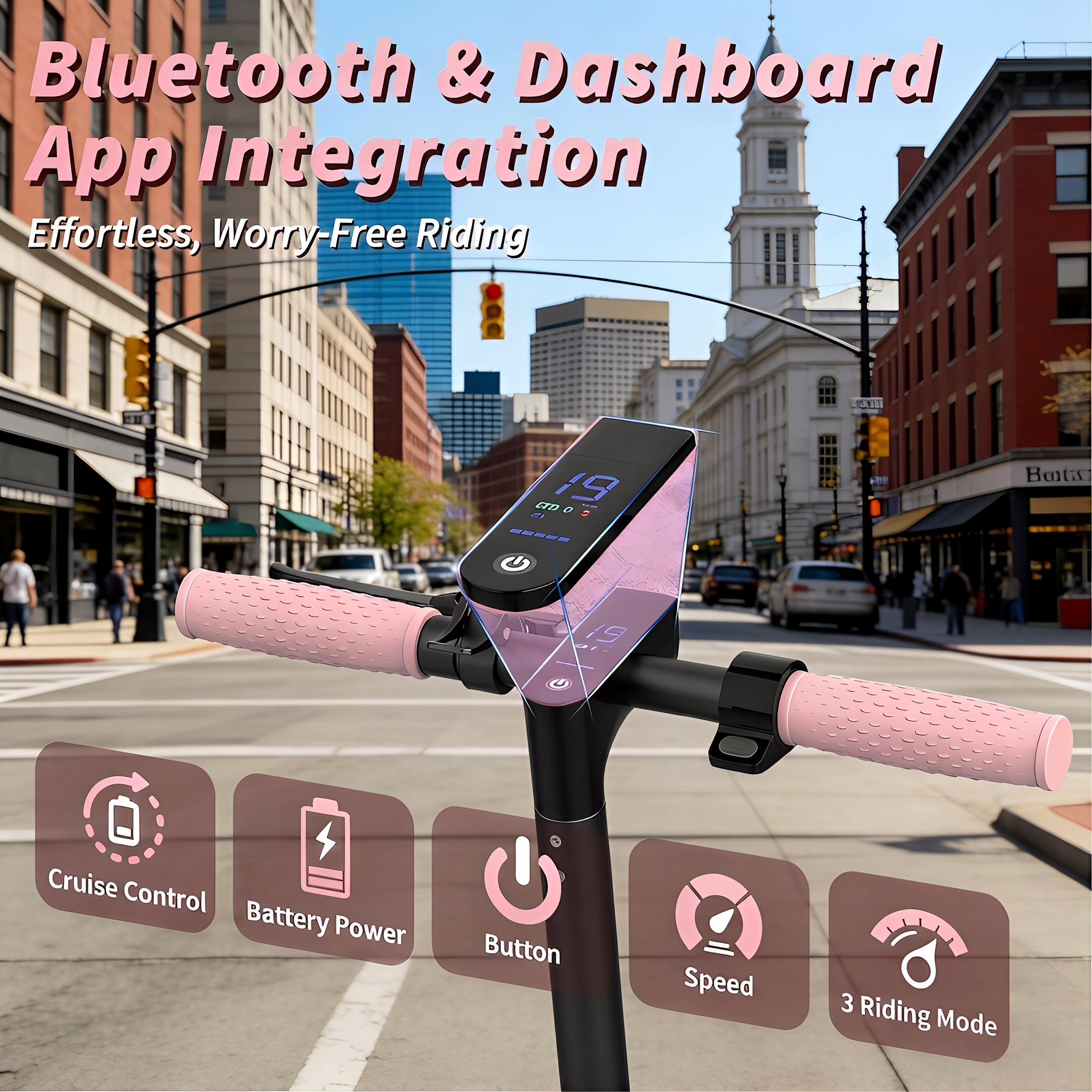 Electric Scooter,8.5" Tires,350W Motor,Up to 19MPH Max Speed,Portable Electric Scooter with Light, Suitable for Female Girls,Halloween Gifts