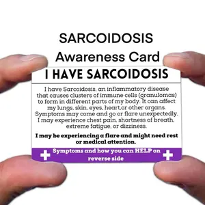 Sarcoidosis Medical Awareness Card Waterproof Metal for Wallet or Lanyard Essential Health Information
