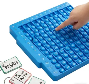 KIDGENIUS Math Flash Cards & Board, Multiplication Division Addition Subtraction Math Games for Kids 1st-6th Grade, 2-in-1 Educational Learning Toy with Adult Counting Fidget Stress Relief Function, Clear Numbers, Food-Grade Soft Silicone Safe Material