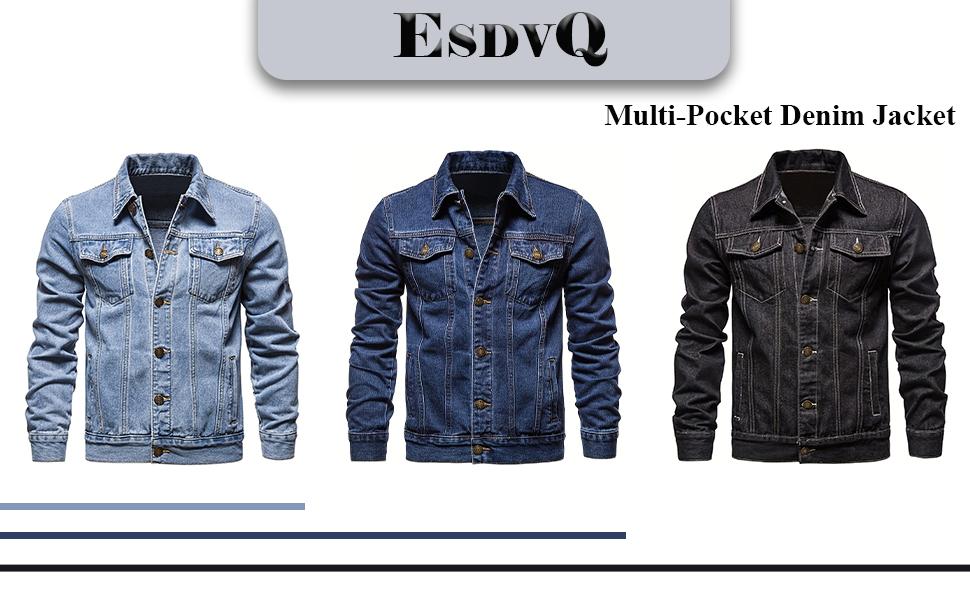 Classic Men's Denim Jacket ,Vintage Washed Cotton Blend Jean Jacket with Multi-Pockets, Regular Summer Outfits Trucker Coat for Daily Casual Streetwear