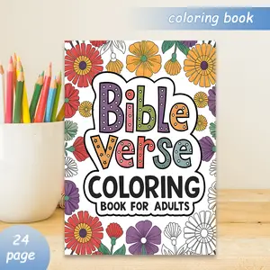 Bible Theme Abstract Flower Devotional Coloring Book, 24 Bold Stress-Relief Designs, 11.69x8.27 Inches, Thick Paper, Perfect Gift for Adults Kids Teens, Drawing