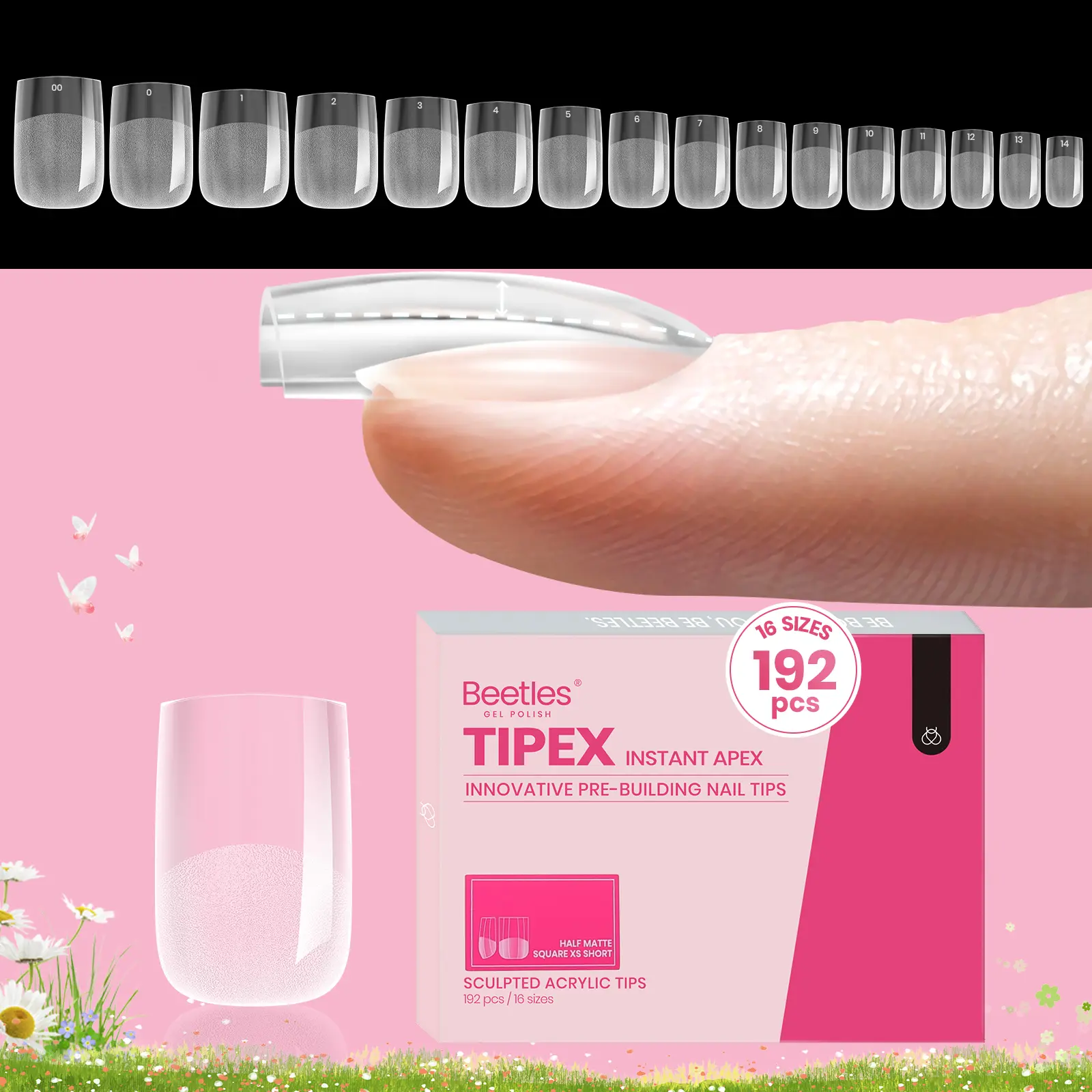 Extra Short Square 16Sizes 192Pcs(Only Tips)