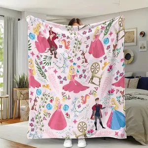 Dreamy Aurora Princess Blanket, Forest Animals, Spinning Wheel, Floral Elements, Bed, Sofa, Outdoor Camping, Office Nap Shawl