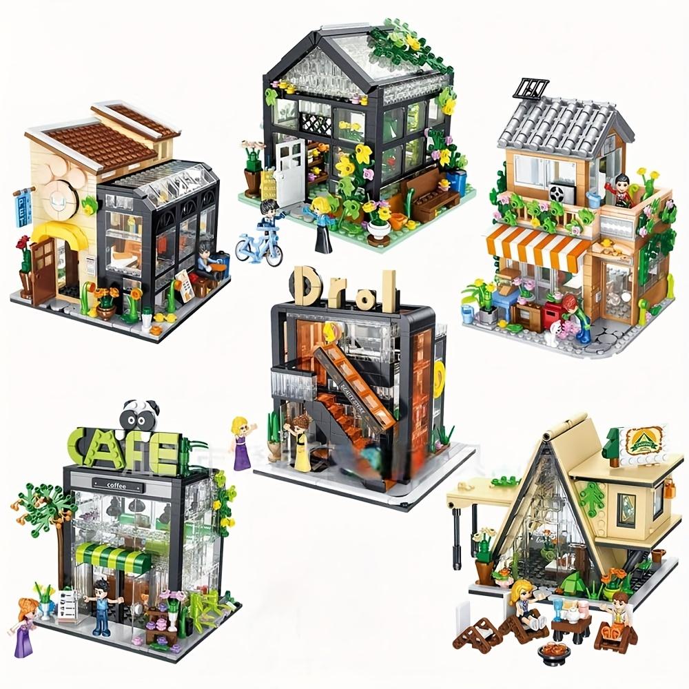 Street view flower shop 579pcs LED mini set, city street view greenhouse building block toys, can be used as ornaments, can be given as gifts to friends