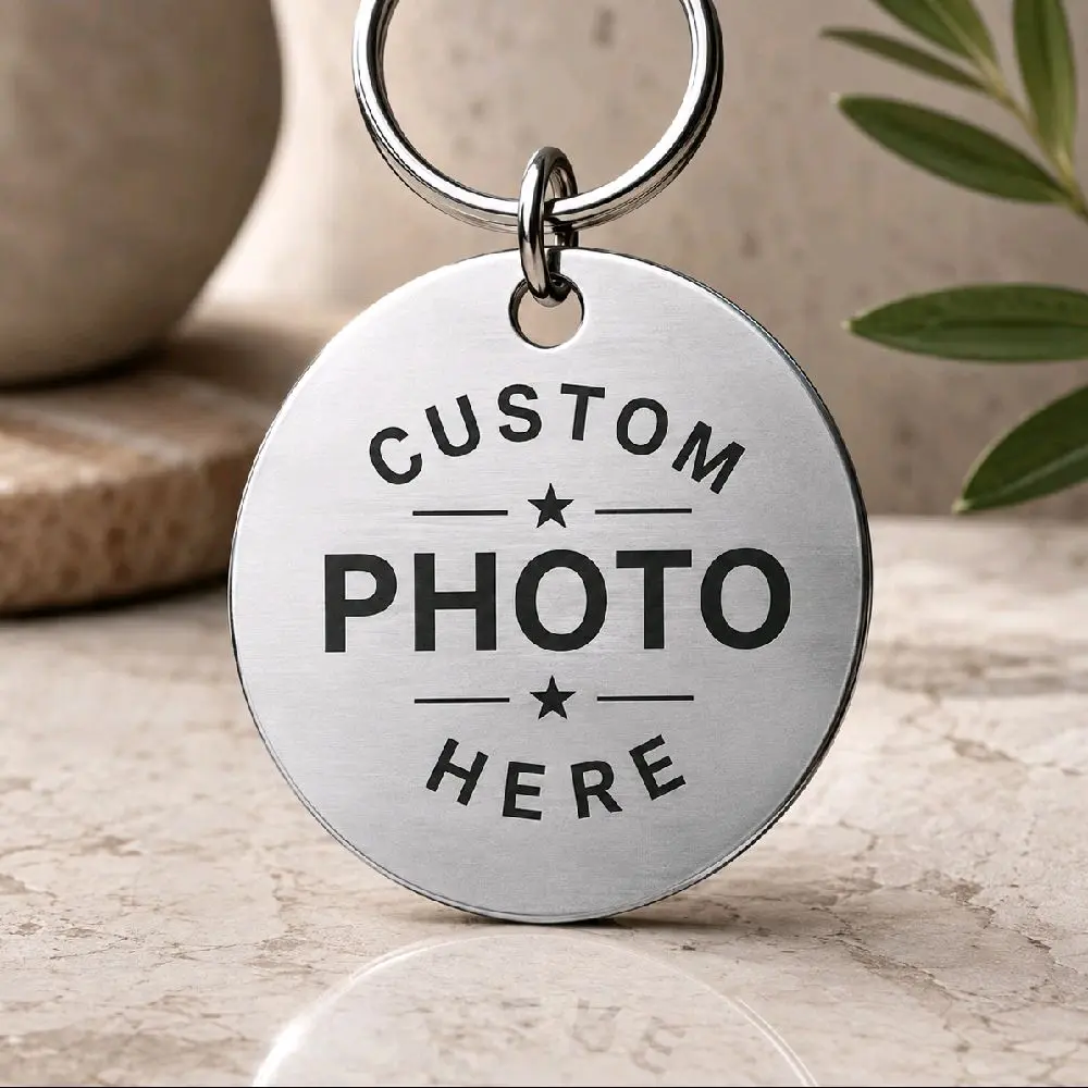 Personalized Laser Engraved Keychain - Laser Etched, Engraved Text, Unisex, All Shapes, Silver Tone & Black, Ideal Gift Idea