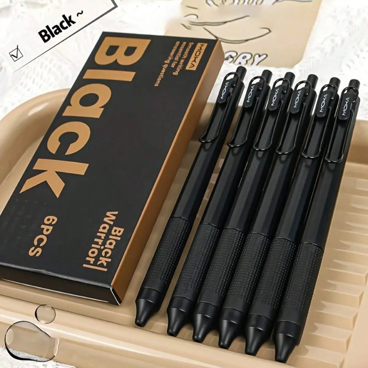Warrior Pens Set with Pen of 6, 0.5mm Tip, Smooth Writing, Plastic Material, Ideal for School and Office, Back-To-School Gift