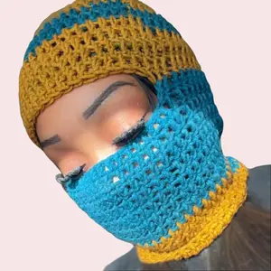 Crochet Versatile Ski Mask and Beanie - Multi-Functional Design for Layering and Stylish Winter Wear