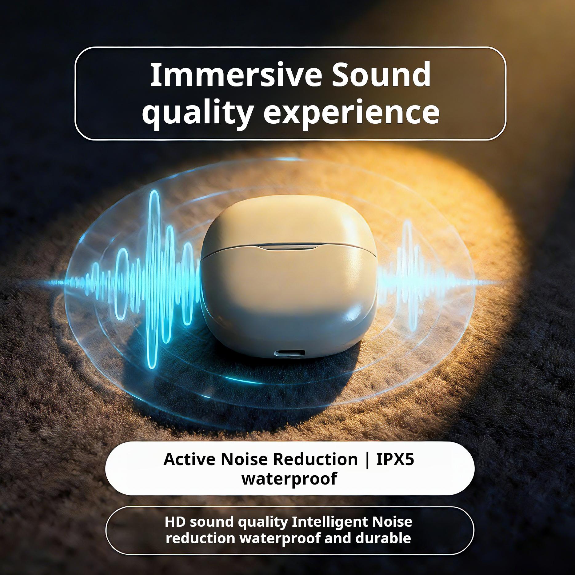 Wireless Bluetooth Earbuds ENC Noise Cancelling Clear Calls Long Battery Life Comfortable Fit Waterproof Sweatproof Low Latency Stable Connection Deep Bass Sports Running Gym