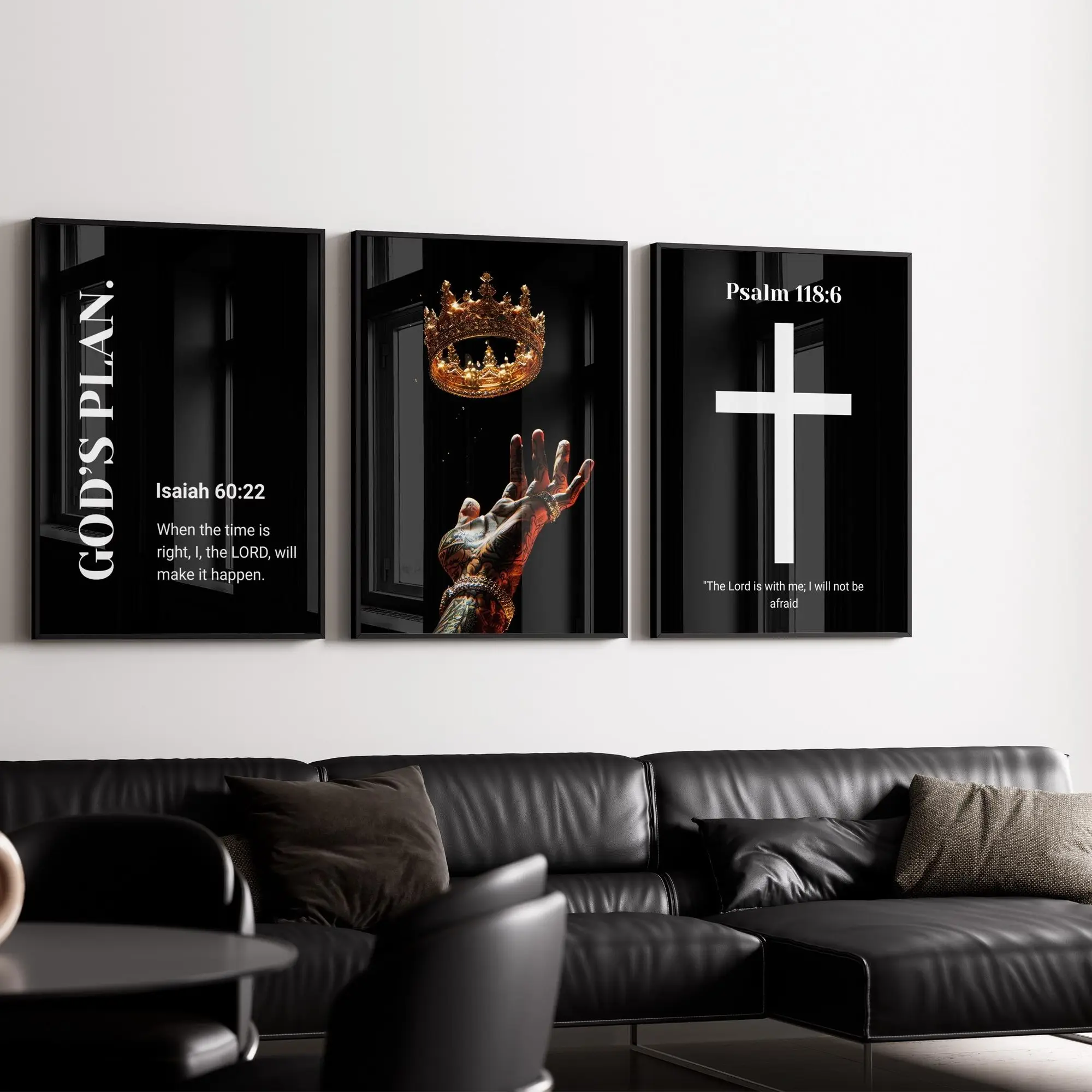 Set of 3 Unframed Black Exellence Wall Art; Bible Verse Prints Set of 3 Unframed Black Exellence Wall Art; Bible Verse Prints
