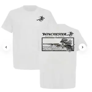 🎃 Winchester Repeating Arms T-Shirt, Skeleton CowboyGraphic Tee, White Cotton Menwear, Vintage WesternHunting Shirt, Gift for Gun & Cowboy Fans