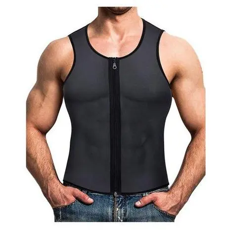Men's Zipper Tank Top Black