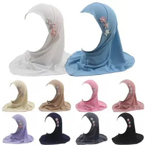 Girls Muslim Islamic Instant Hijab One Pieces Amira Cap Headscarf Wrap Arab Shawls Turban 2-6Years Children Headwear
