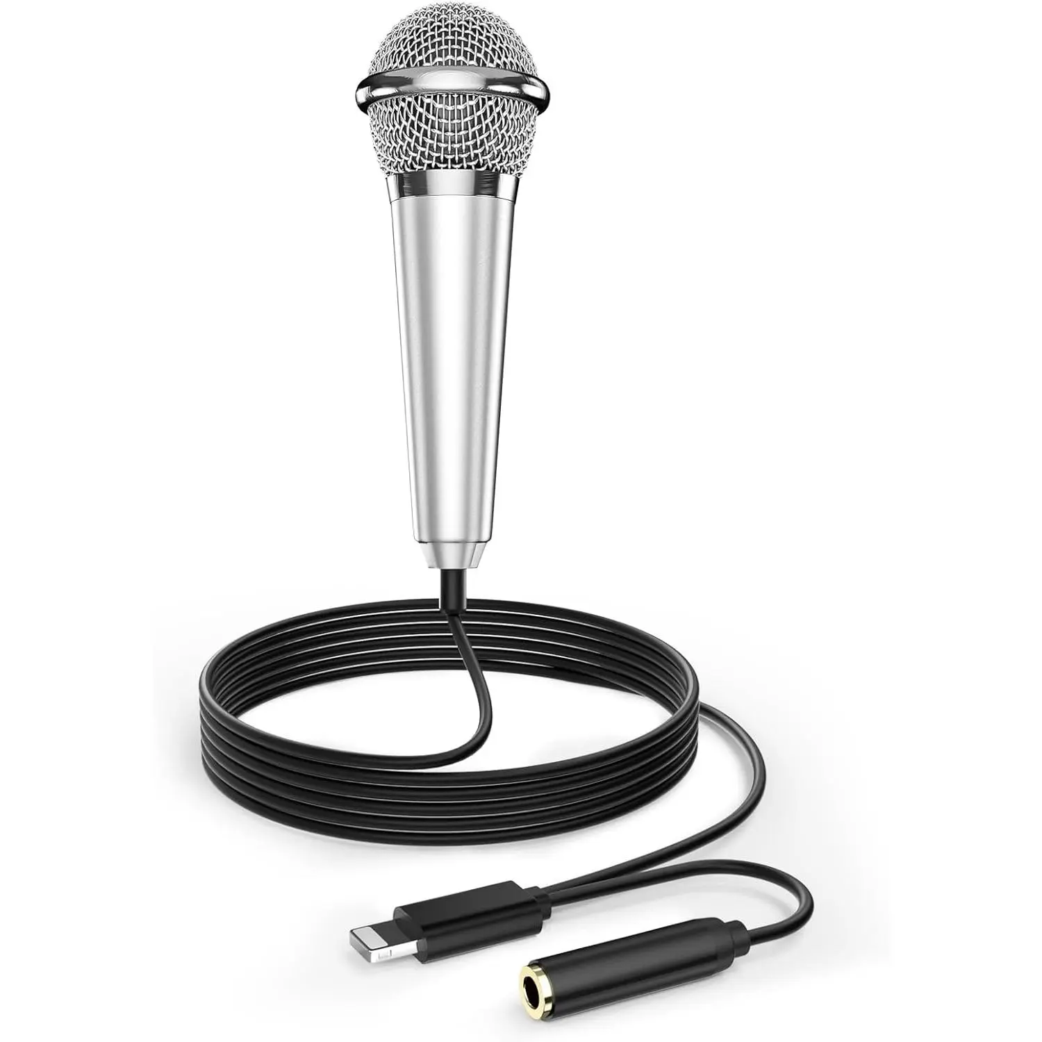 Mini Microphone for iPhone iPad Small ASMR Tiny Microphone for Voice Video Recording Singing, Vlogging, Podcasting YouTube (1 PCS Silver)