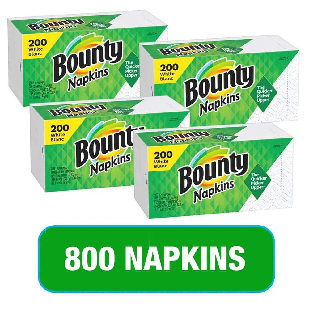Bounty 12.1 in. x 12 in White 1-Ply Napkins (200-Count, Multi-Pack 4/8)